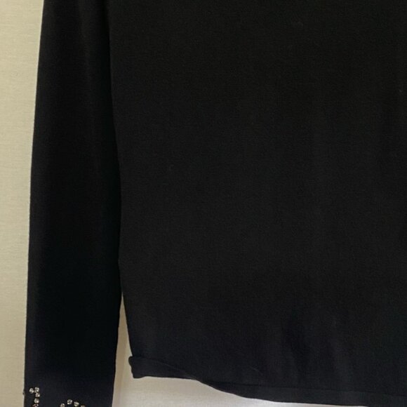DD-70 BCBG MaxAzria NWT Black Beaded & Rhinestone Long Sleeve Cardigan Size M - Picture 9 of 15